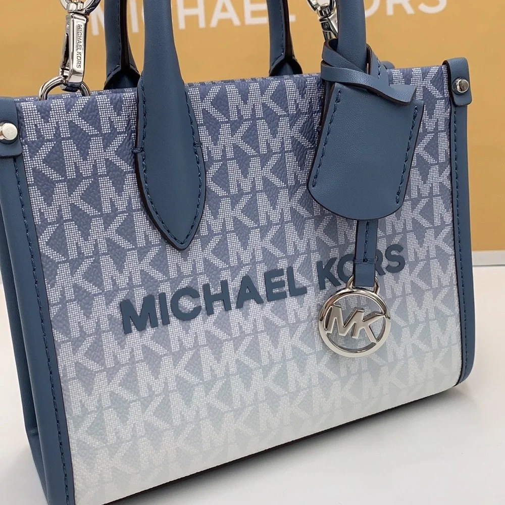 Michael Kors Mirella Extra-Small Ombré Logo Crossbody XBODY ShopperBag Denim NWT